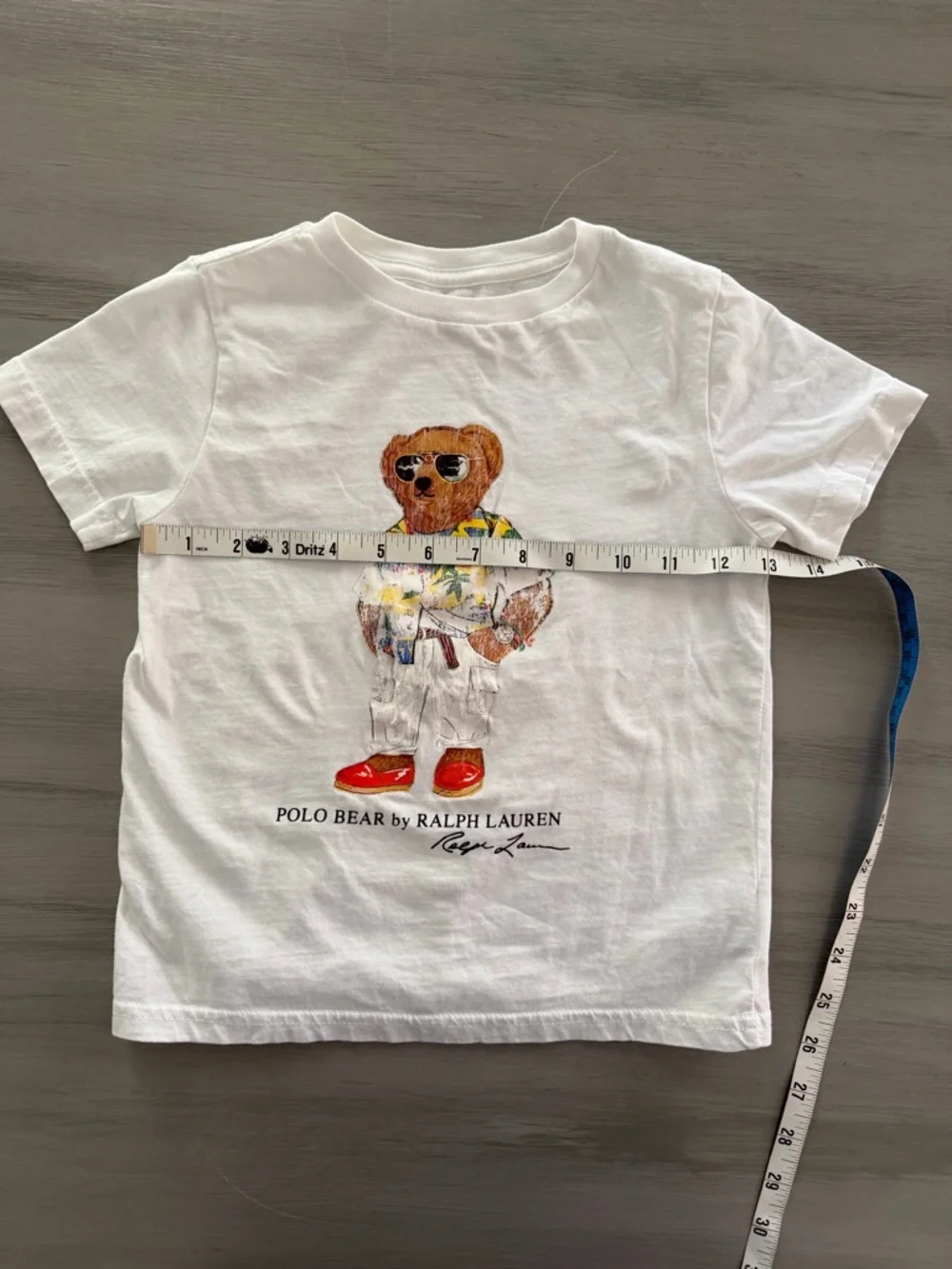 Ralph Lauren Kids White Polo Bear Tee with Tropical Shirt and Red Shoes Sz 5/6